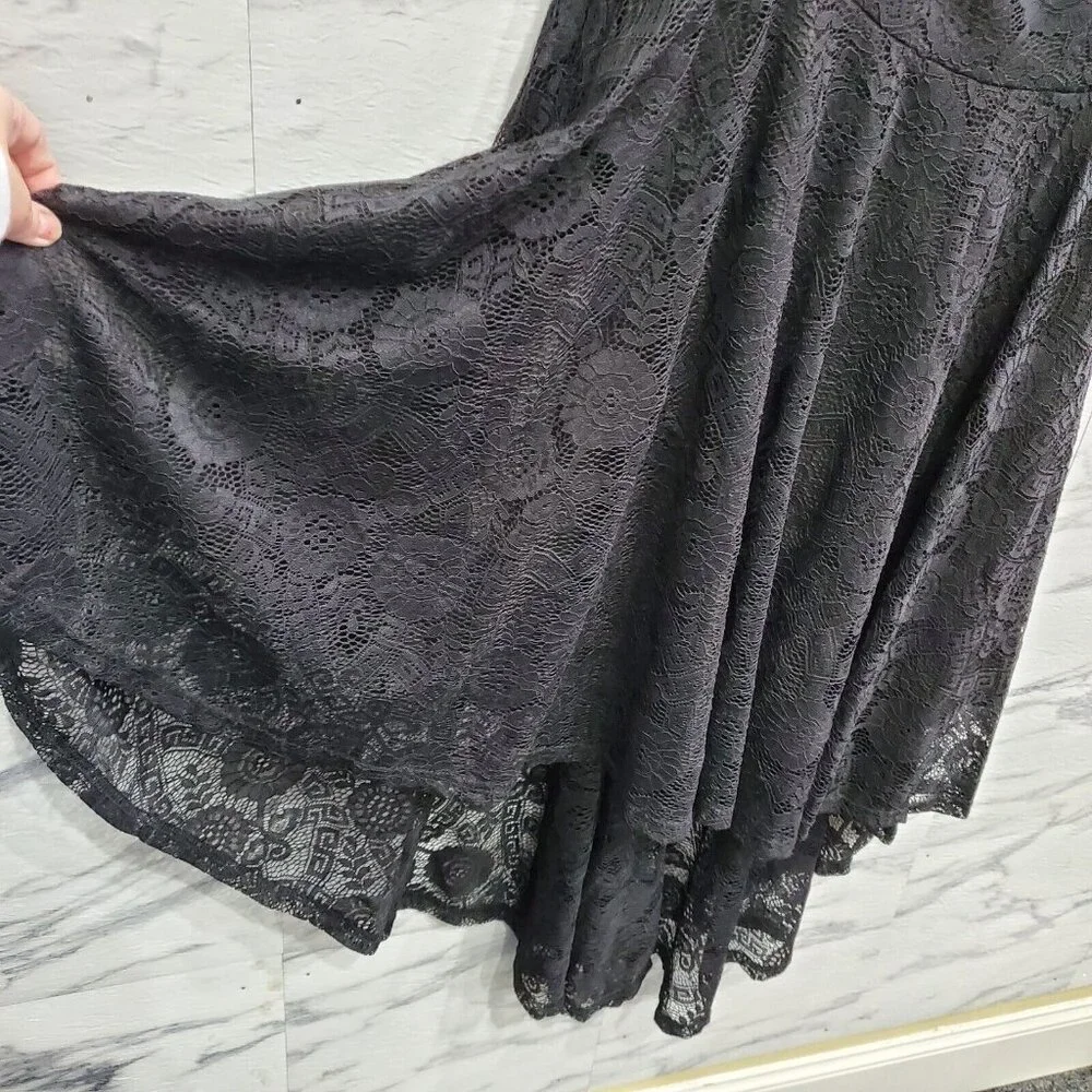 MllesReve Cocktail Party Dress Women Size XL Black Vintage Floral Lace Hi Low - Picture 4 of 11